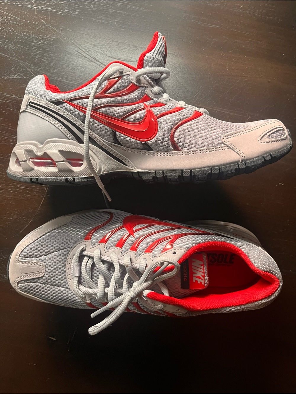 New Nike Air Max Grey and Red Athletic Sneakers